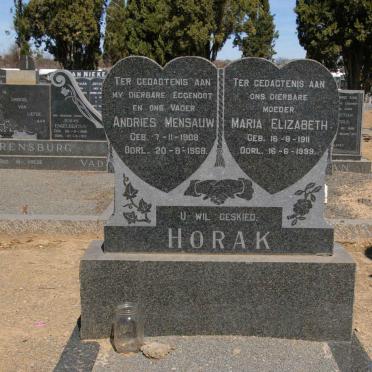 HORAK Andries Mensauw 1908-1968 &amp; Maria Elizabeth 1911-1999