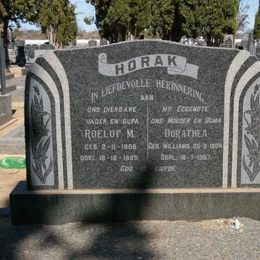 HORAK Roelof M. 1906-1985 &amp; Dorathea WILLIAMS 1904-1967