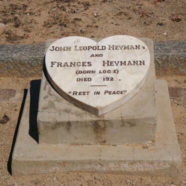 HEYMANN John Leopold -1929 &amp; Frances LOGIE -1929