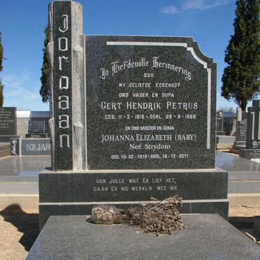 JORDAAN Gert Hendrik Petrus 1916-1982 &amp; Johanna Elizabeth STRYDOM 1919-2011
