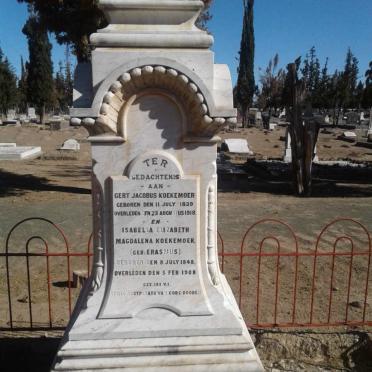 KOEKEMOER Gert Jacobus 1839-1918 &amp; Isabella Elizabeth Magdalena ERASMUS 1840-1908