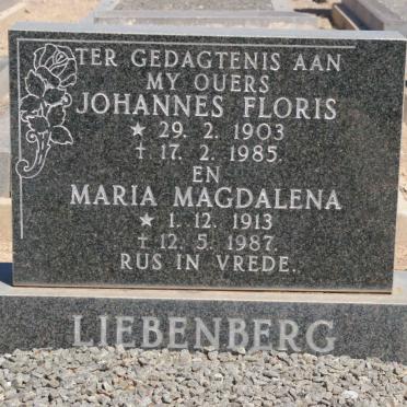 LIEBENBERG Johannes Floris 1903-1985 &amp; Maria Magdalena 1913-1987