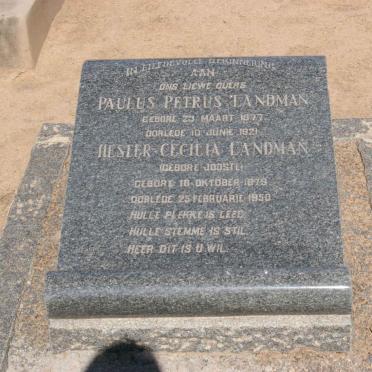 LANDMAN Paulus Petrus 1877-1921 &amp; Hester Cecilia JOOSTE 1879-1950