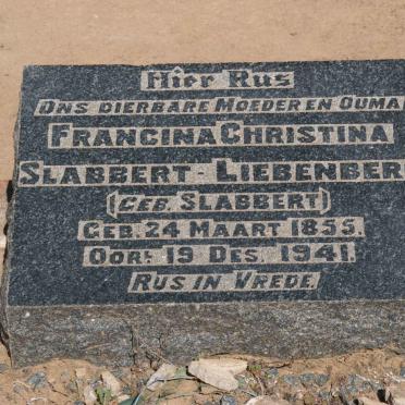LIEBENBERG Francina Christina nee SLABBERT 1855-1941