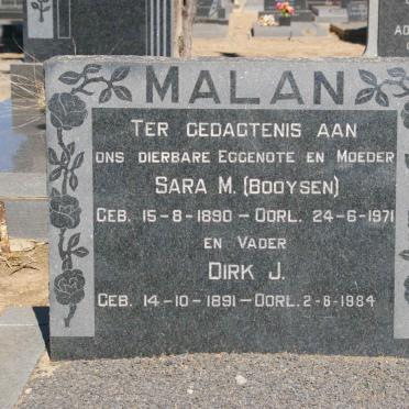 MALAN Dirk J. 1891-1984 &amp; Sara M. BOOYSEN 1890-1971