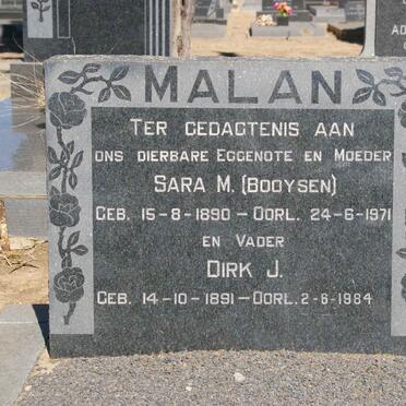 MALAN Dirk J. 1891-1984 &amp; Sara M. BOOYSEN 1890-1971