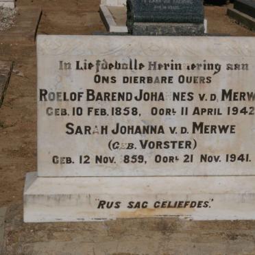 MERWE Roelof Barend Johannes, v.d. 1858-1942 &amp; Sarah Johanna VORSTER 1859-1941