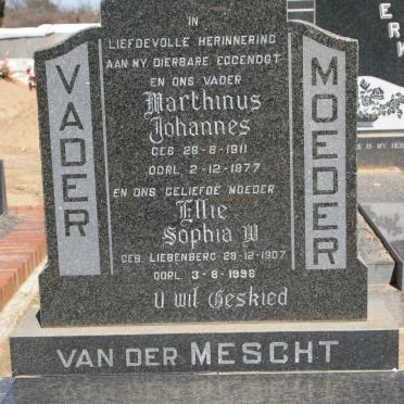 MESCHT Marthinus Johannes, van der 1911-1977 &amp; Ellie Sophia W. LIEBENBERG 1907-1998