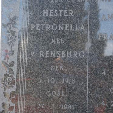 MARAIS Andries Francois 1911-1995 &amp; Hester Petronella V. RENSBURG 1918-1982 