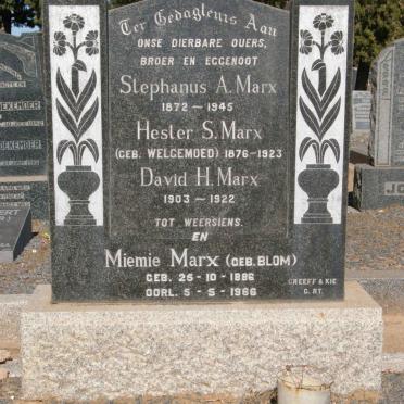 MARX Stephanus A. 1872-1945 &amp; Hester S. WELGEMOED 1876-1923 ::