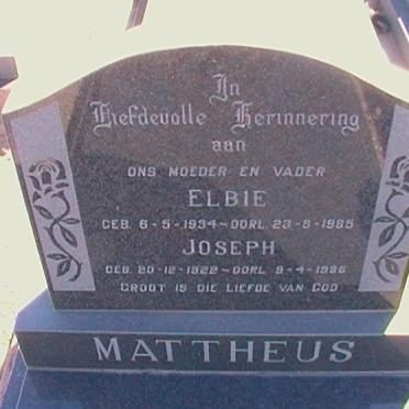 MATTHEUS Joseph 1922-1986 &amp; Elbie 1934-1985