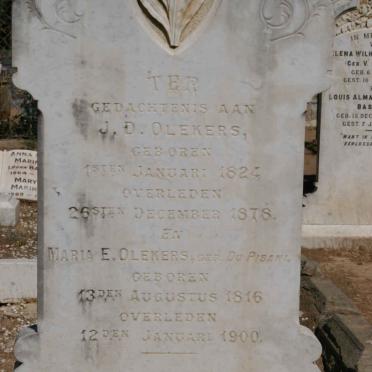 OLEKERS J.D. 1824-1878 &amp; Maria E. DU PISANI 1816-1900