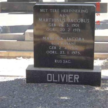 OLIVIER Marthinus Jacobus 1901-1971 &amp; Martina Jacoba KILIAN 1906-1975