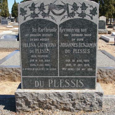 PLESSIS Johannes Benjamin, du 1889-1970 &amp; Helena Catherina HENRICO 1894-1952