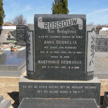 ROSSOUW Marthinus Hermanus 1921-2009 &amp; Anna Cornelia JANSE VAN RENSBURG 1926-1984
