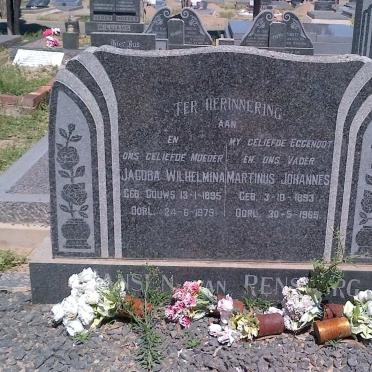 RENSBURG Martinus Johannes, Jansen van 1893-1965 &amp; Jacoba Wilhelmina GOUWS 1895-1979