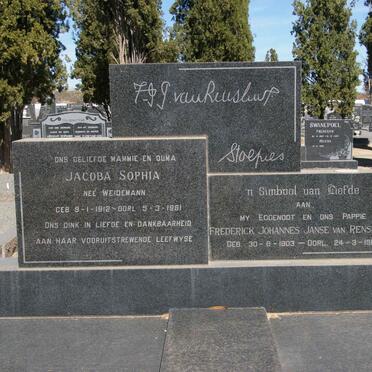RENSBURG Frederick Johannes, Janse van 1903-1969 &amp; Jacoba Sophia WEIDEMAN 1912-1981