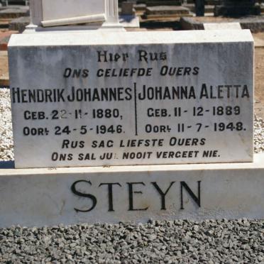 STEYN Hendrik Johannes 1880-1946 &amp; Johanna Aletta 1889-1948