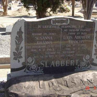 SLABBERT Louis Abraham Francois 1888-1962 &amp; Susanna Johanna STEGMANN 1892-1963