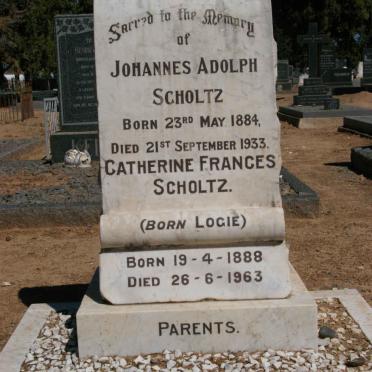 SCHOLTZ Johannes Adolph 1884-1933 &amp; Catherine Frances LOGIE 1888-1963
