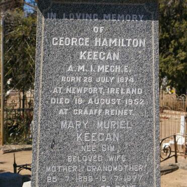 KEEGAN George Hamilton 1874-1952 &amp; Mary Muriel SIM 1889-1977