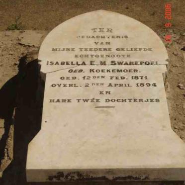 SWANEPOEL Isabella E.M. nee KOEKEMOER 1871-1894