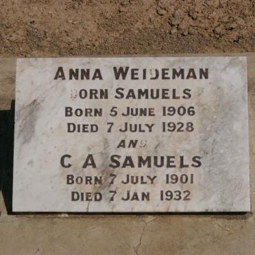 SAMUELS C.A. 1901-1932 :: WEIDEMAN Anna nee SAMUELS 1906-1928
