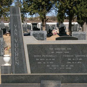 VUUREN Francois Johannes, van 1887-1977 &amp; Maria Petronella WEITZ 1891-1970