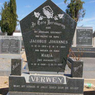 VERWEY Jacobus Johannes 1919-1984 &amp; Maria ADENDORFF 1928-2007