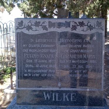 WILKE Petrus Ignatius 1877-1959 &amp; Elizabeth Maria V.D. WATT 1880-1964