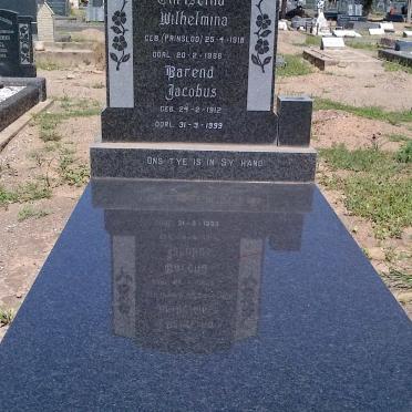 WYK Barend Jacobus, van 1912-1999 &amp; Christina Wilhelmina PRINSLOO 1918-1986