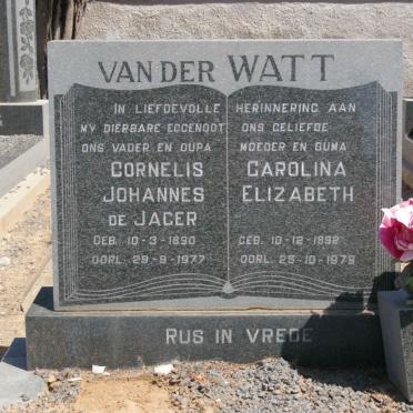WATT Cornelis Johannes de Jager, van der 1890-1977 &amp; Carolina Elizabeth 1892-1979