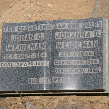 WEIDEMAN Johan C. 1884-1969 &amp; Johanna D. HUMAN 1885-1966