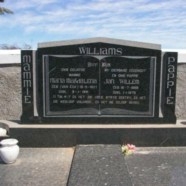 WILLIAMS Jan Willem 1898-1975 &amp; Maria Magdalena VAN ECK 1907-1991