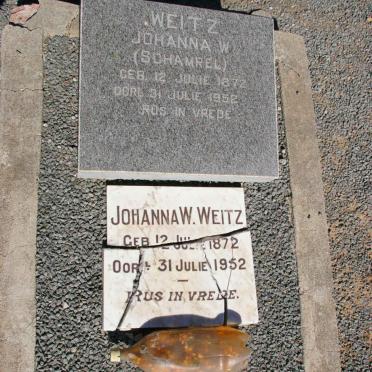WEITZ Johanna W. nee SCHAMREL 1872-1952