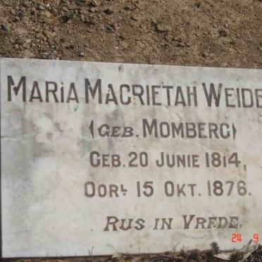 WEIDEMAN Maria Magrietah nee MOMBERG 1814-1876