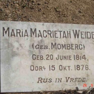 WEIDEMAN Maria Magrietah nee MOMBERG 1814-1876