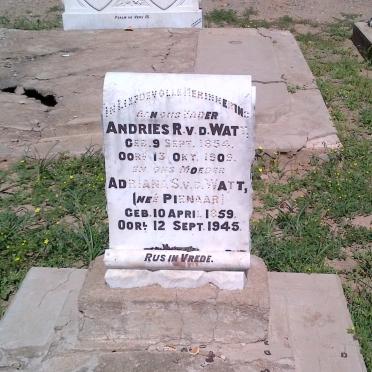 WATT Andries R., v.d. 1854-1909 &amp; Adriana S. PIENAAR 1859-1945