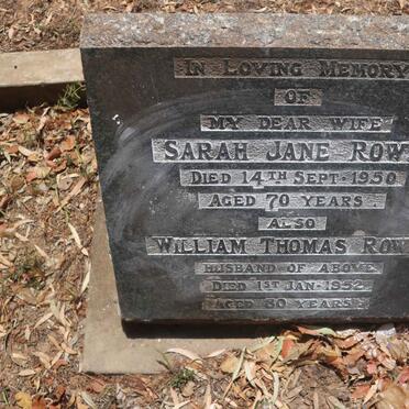 ROWE William Thomas -1952 &amp; Sarah Jane -1950
