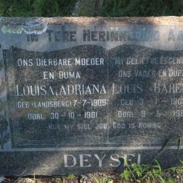 DEYSEL Louis Barend 1906-1961 &amp; Louisa Adriana 1909-1981