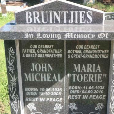 BRUINTJIES John Micheal 1936-2008 &amp; Maria 1938-2010