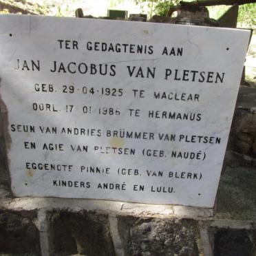 PLETSEN Jan Jacobus, van 1925-1986