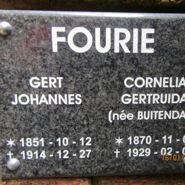 FOURIE Gert Johannes 1851-1914 &amp; Cornelia Gertruida BUITENDAG 1870-1929