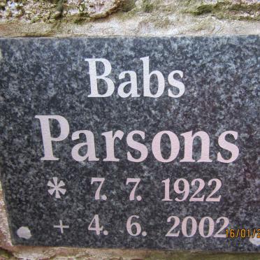 PARSONS Babs 1922-2002