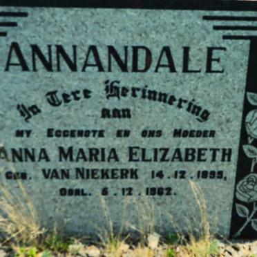 ANNANDALE Johannes Lourens 1896-1979 &amp; Anna Maria Elizabeth VAN NIEKERK 1895-1962