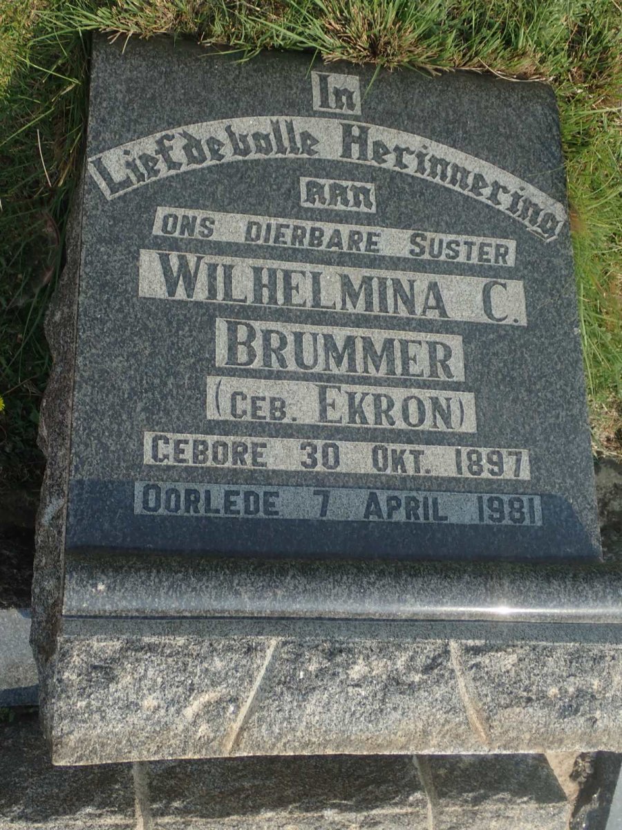 BRUMMER Wilhelmina C. nee EKRON 1897-1981