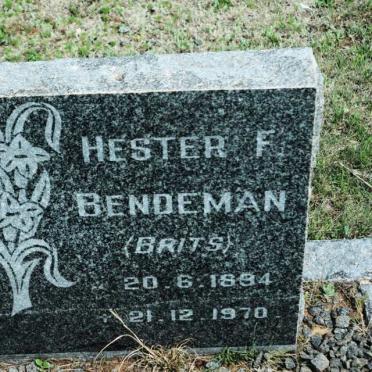BENDEMAN Hester F. nee BRITS 1894-1970
