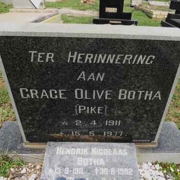 BOTHA Hendrik Nicolaas 1911-1982 &amp; Grace Olive 1911-1977