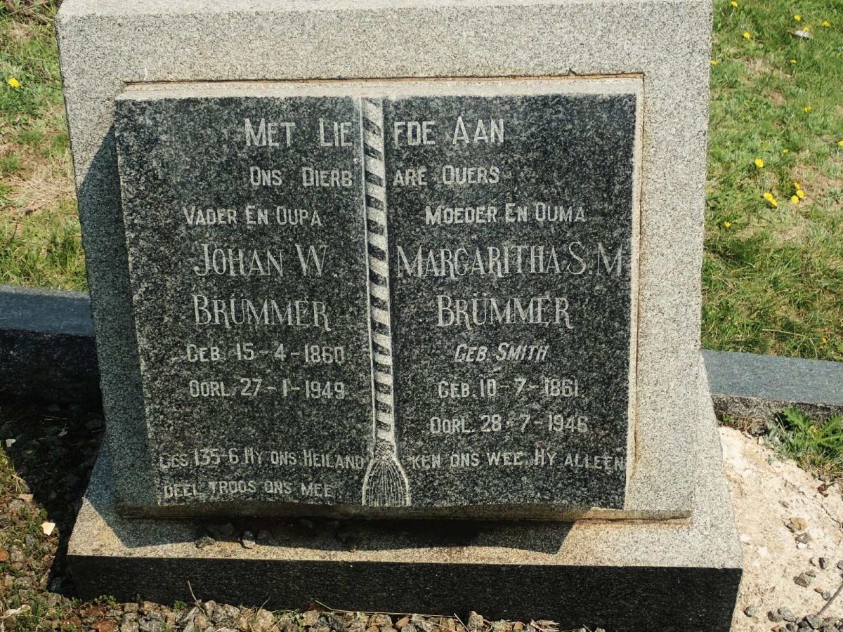 BRUMMER Johan W. 1860-1949 &amp; Margaritha S.M. SMITH 1861-1946