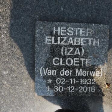 CLOETE Hester Elizabeth nee VAN DER MERWE 1932-2018